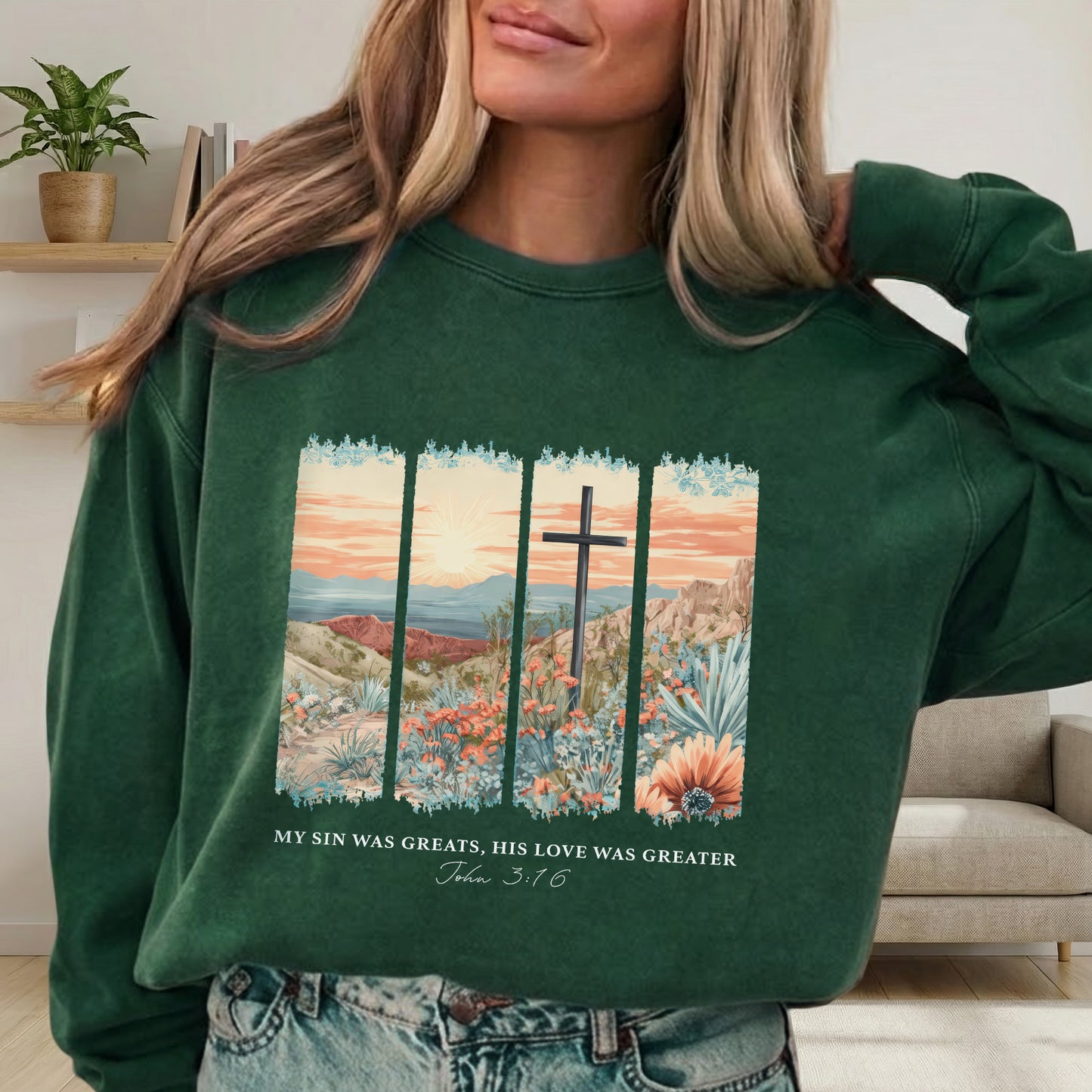 John 3:16 Christian Desert Landscape – He is Risen – Unisex Tshirt / Hoodie / Sweatshirt