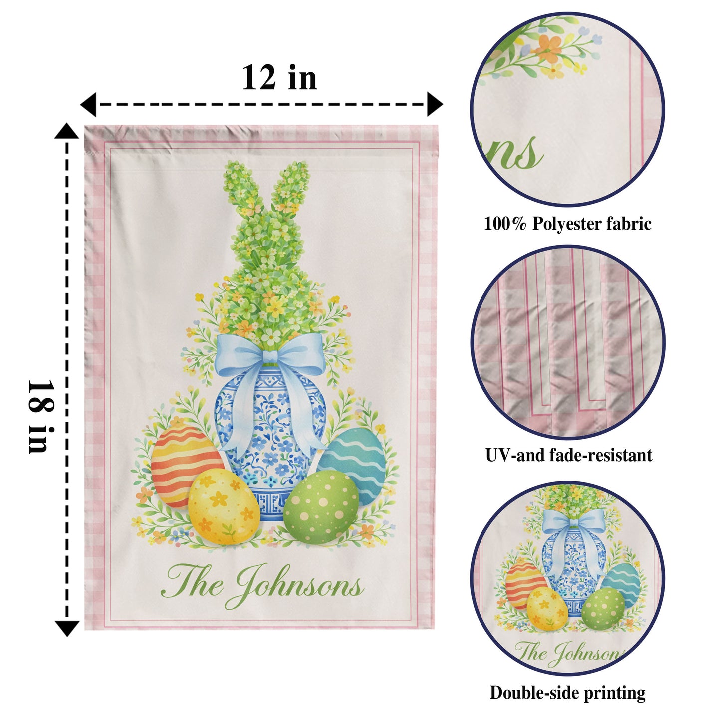 Personalized Easter Bunny & Egg Garden Flag – Celebrate Spring with Joy