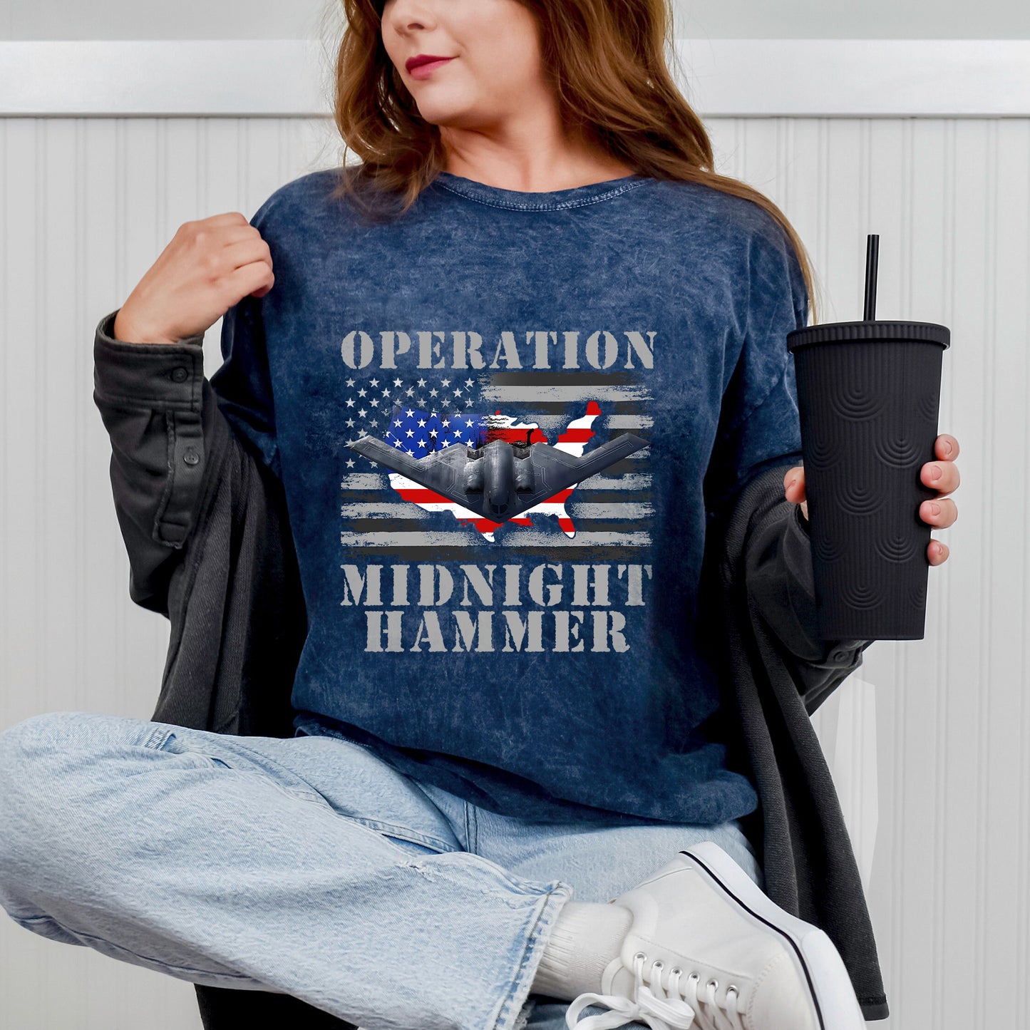 Operation Midnight Hammer Patriotic Unisex 100% Cotton Vintage Washed Christian T-Shirt | God Bless America Military Tribute