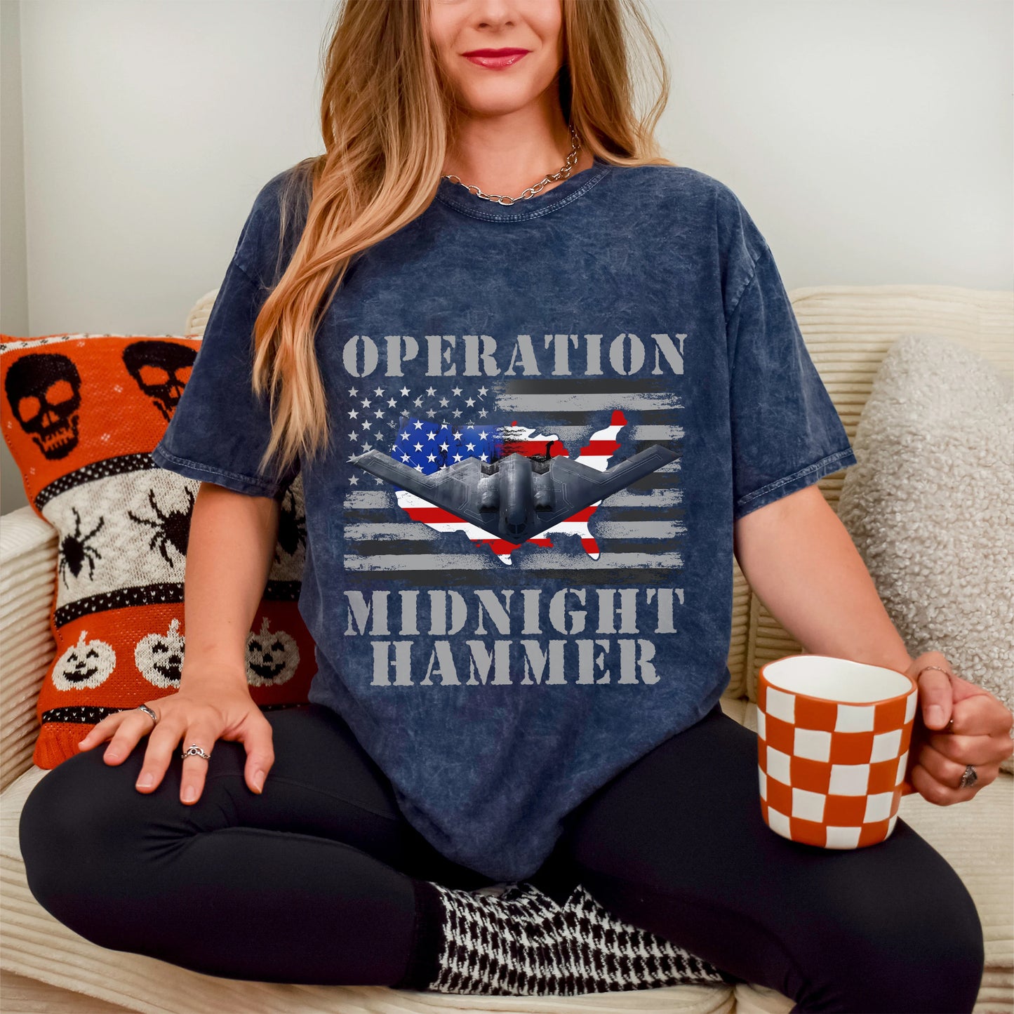 Operation Midnight Hammer Patriotic Unisex 100% Cotton Vintage Washed Christian T-Shirt | God Bless America Military Tribute