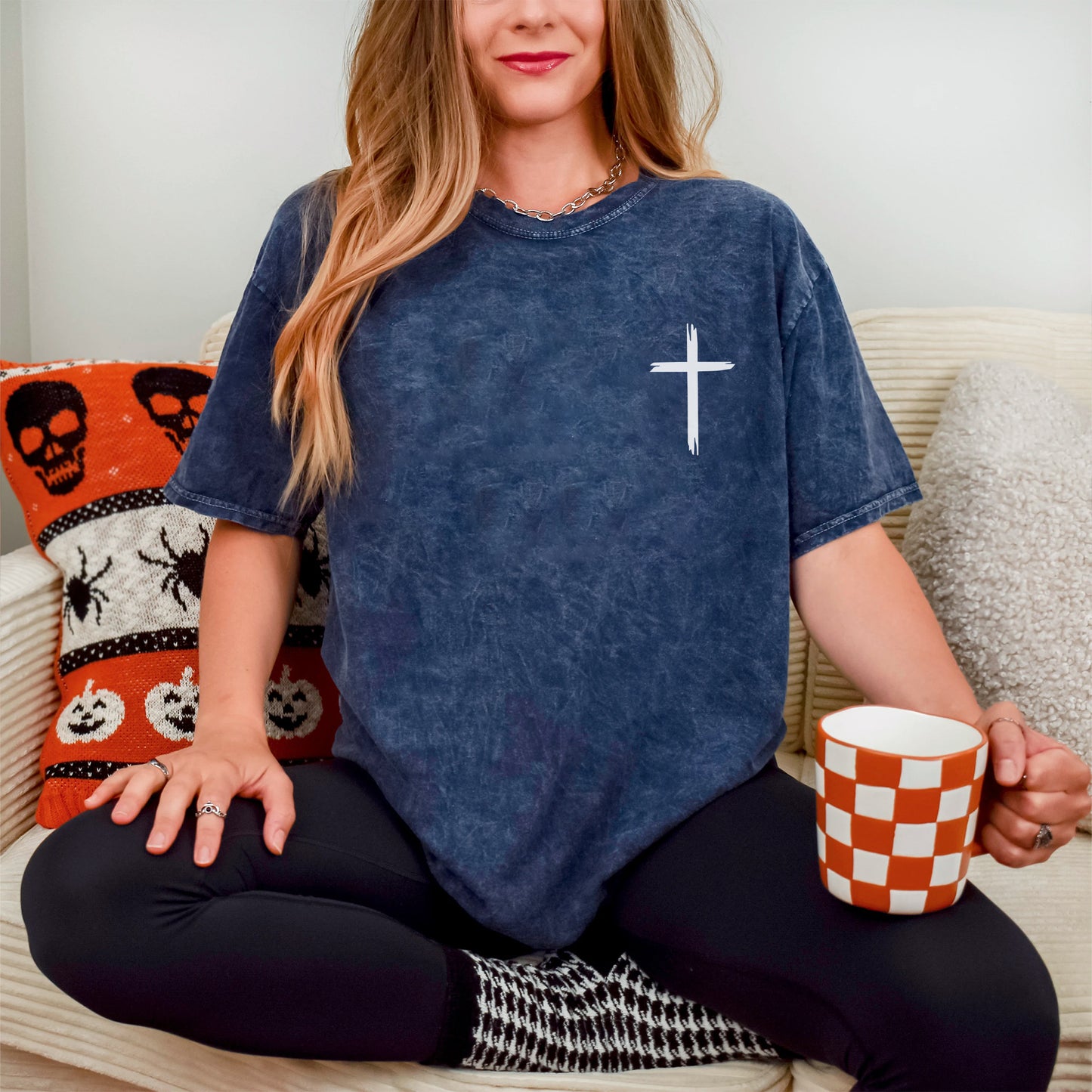 "Holy Holy Holy" Unisex Mineral Wash Christian T-Shirt Two Sides | Isaiah 6:3 Vintage Washed Cotton Tee | Faith Guided Life Apparel