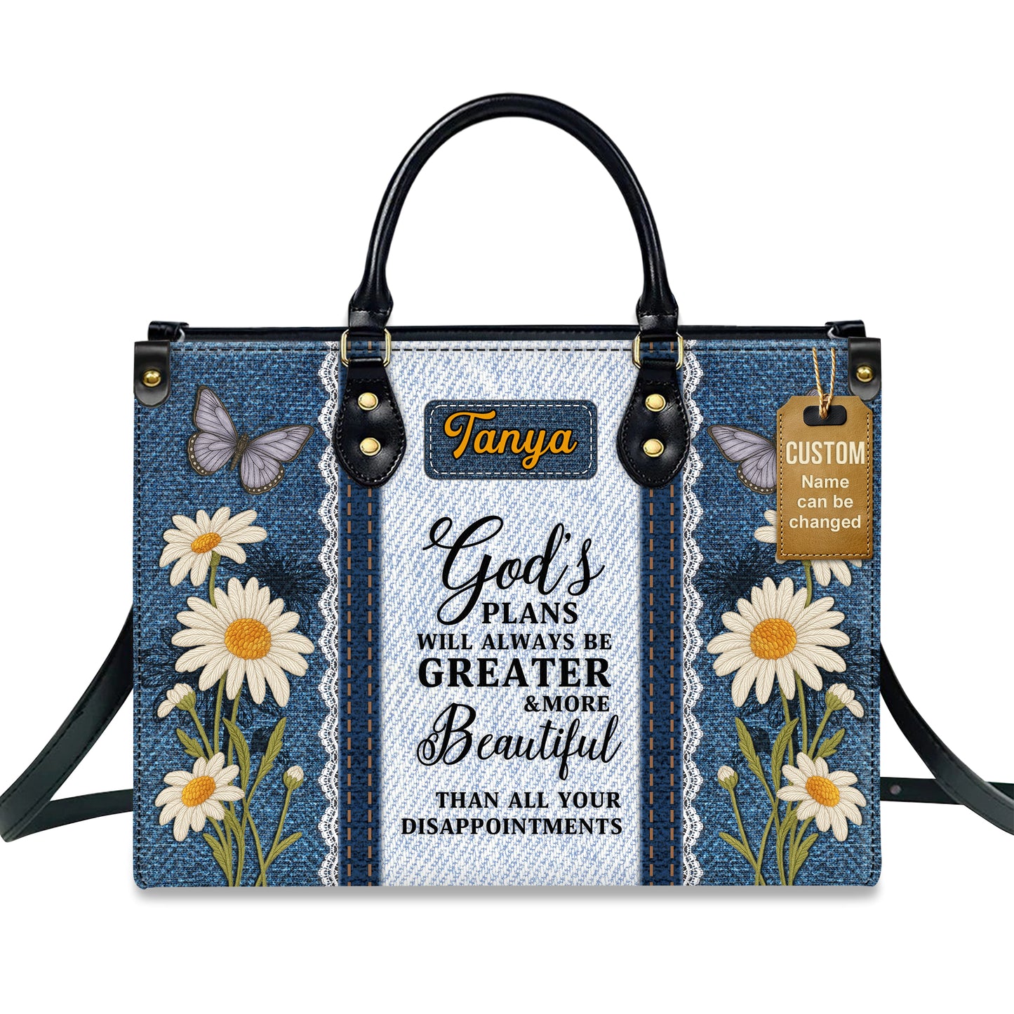 God's Plans Will Always Be Greater Than Your Disappointments Personalized Leather Handbag