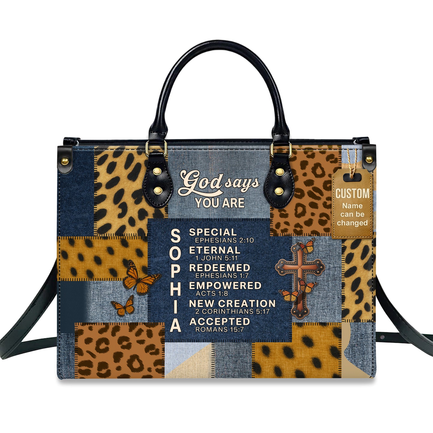God Says You Are Special Eternal Redeemed Empowered New Creation Accepted Personalized Leather Handbag
