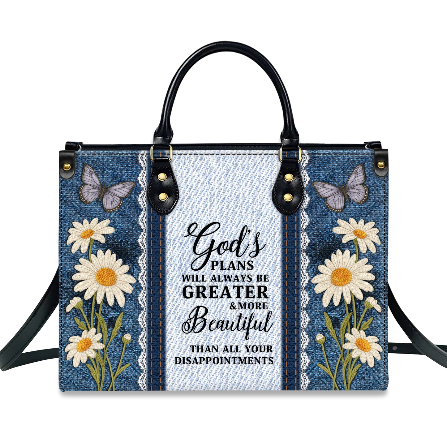 God's Plans Will Always Be Greater Than Your Disappointments Personalized Leather Handbag