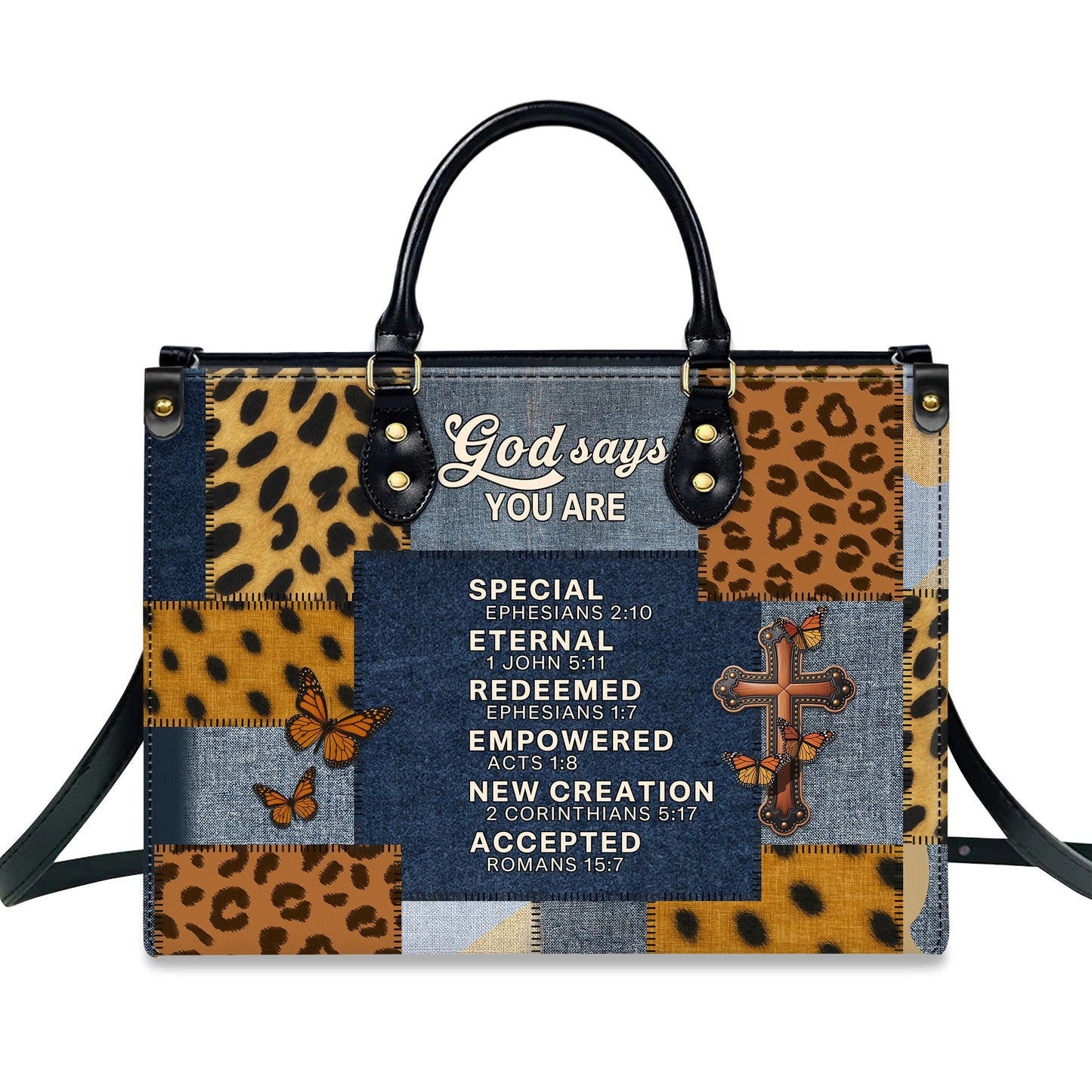 God Says You Are Special Eternal Redeemed Empowered New Creation Accepted Personalized Leather Handbag