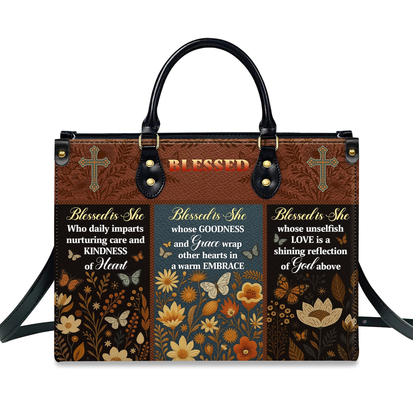 Blessed Is She Kindness Grace Love Personalized Leather Handbag