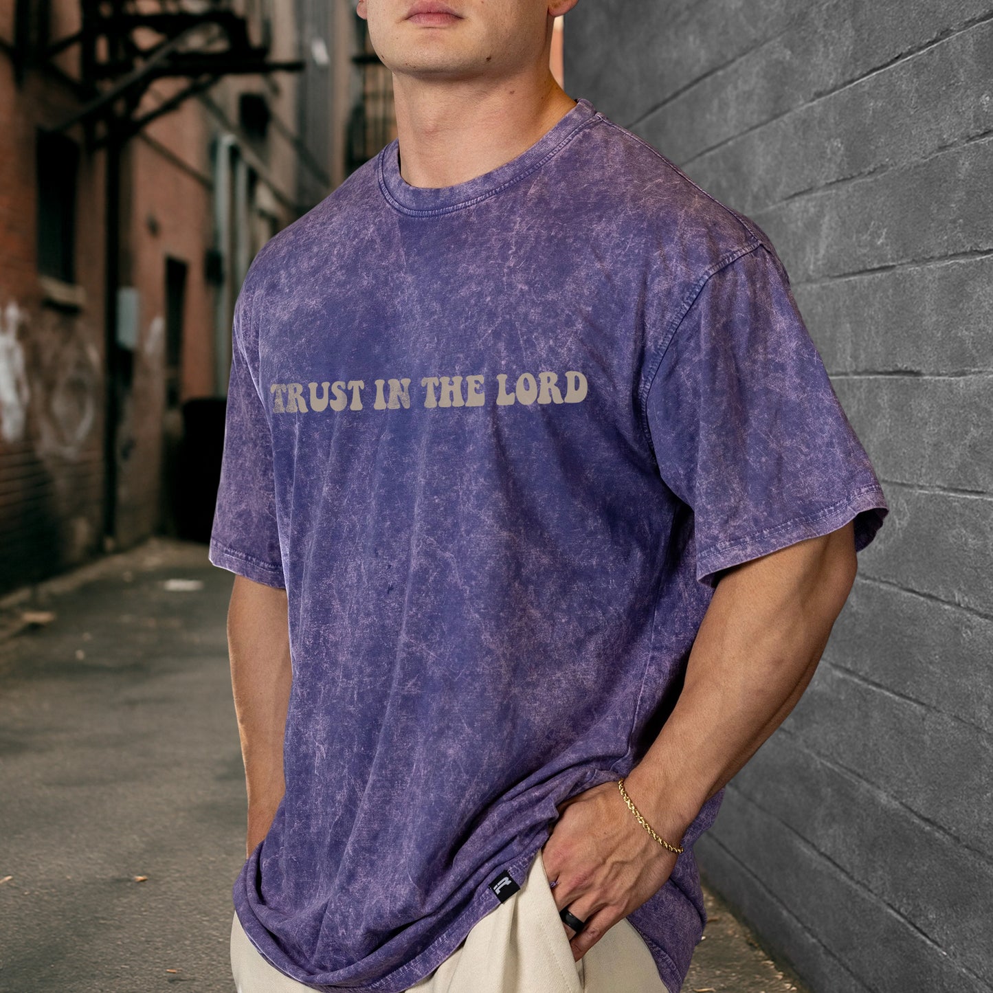 "Trust In The Lord" Unisex Vintage Washed Christian T-Shirt Two Sides | Proverbs 3:5-6 Faith Declaration Tee | Faith Guided Life Apparel