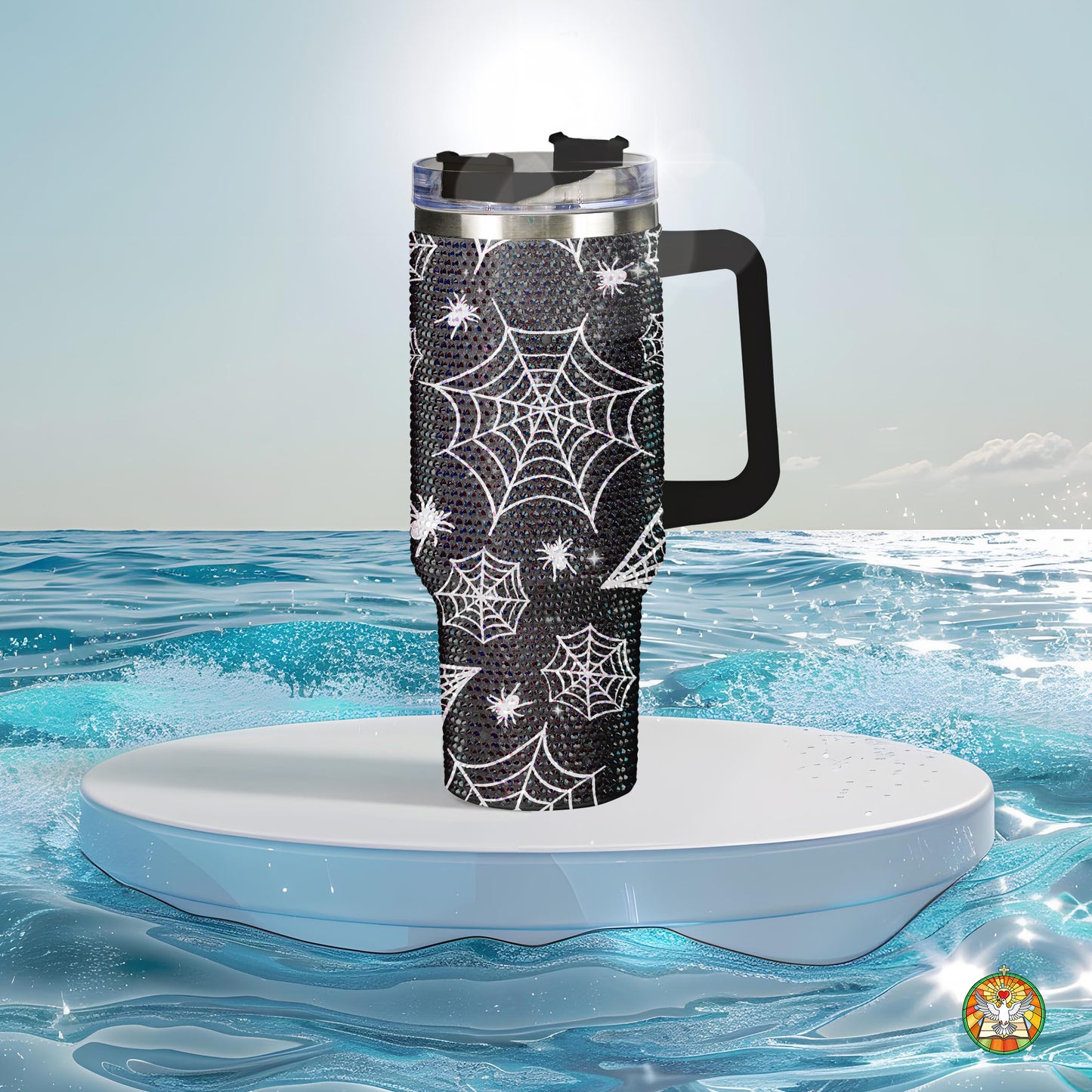 Spider Halloween Diamond Tumbler 40oz - Sparkling Spooky Rhinestone Cup
