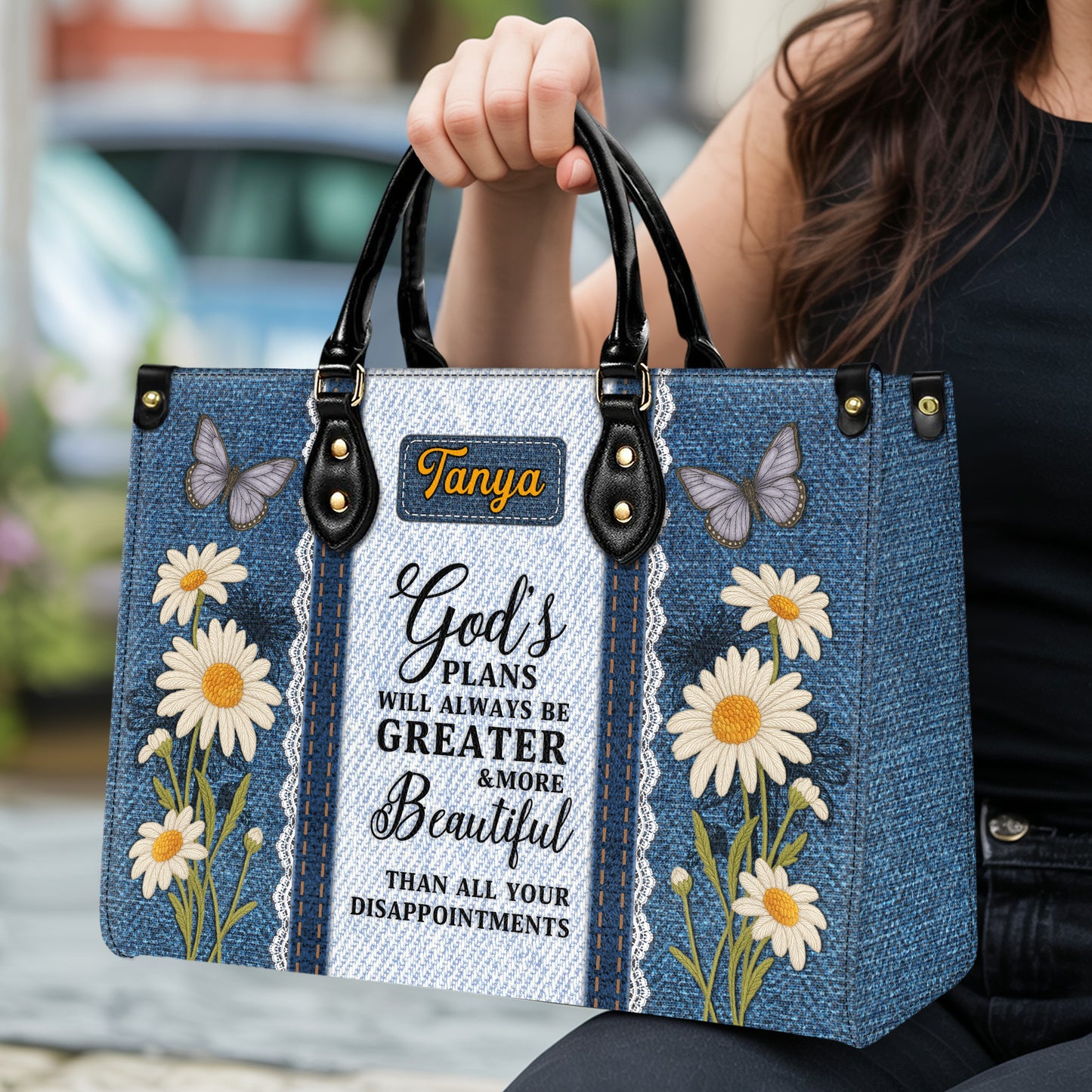 God's Plans Will Always Be Greater Than Your Disappointments Personalized Leather Handbag