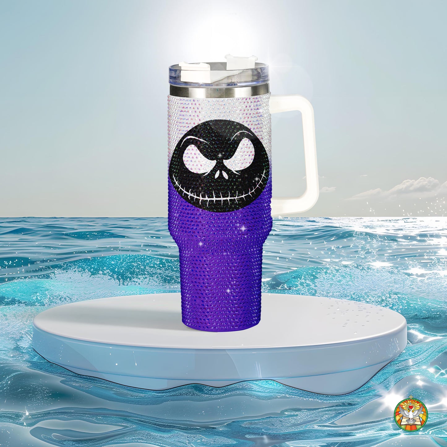 Ghost Halloween Bling Diamond Tumbler 40oz - Sparkling Spooky Rhinestone Cup