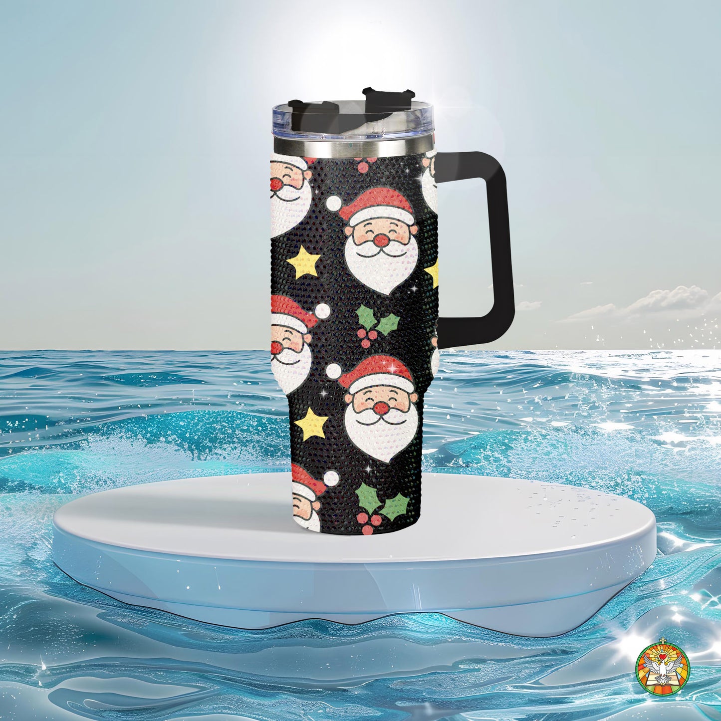 Santa Christmas Bling Diamond Tumbler 40oz - Sparkling Holiday Rhinestone Cup