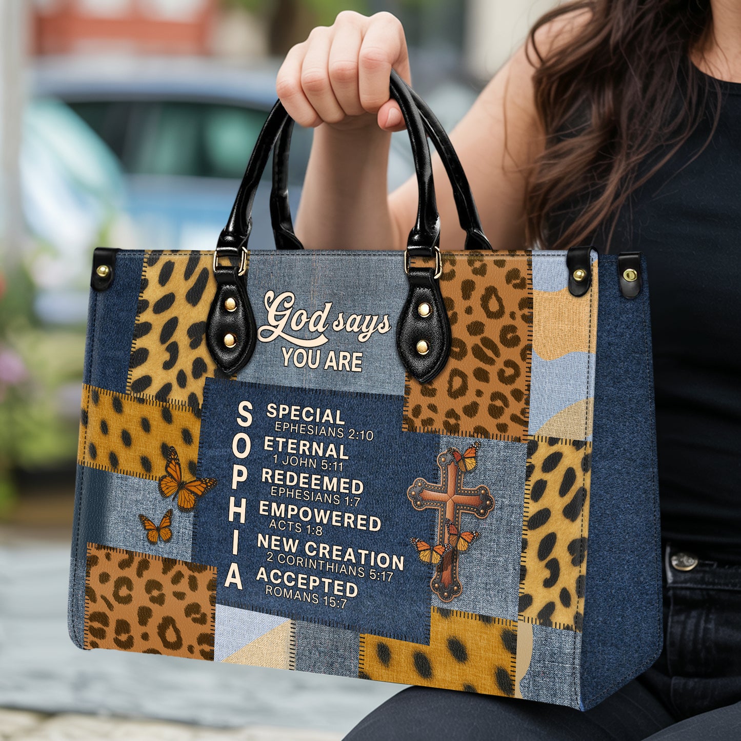 God Says You Are Special Eternal Redeemed Empowered New Creation Accepted Personalized Leather Handbag