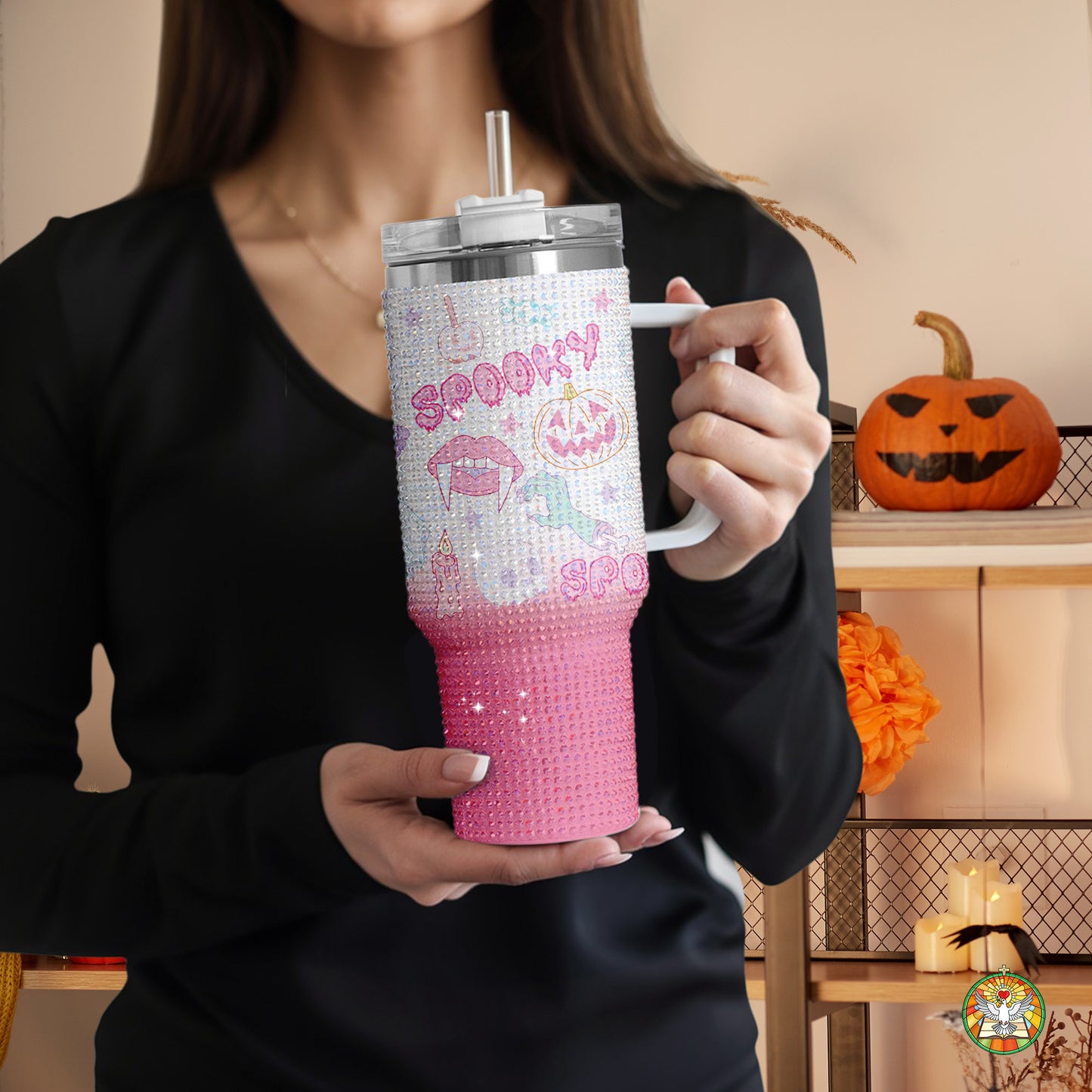 Halloween Collection Bling Diamond Tumbler 40oz - Sparkling Spooky Season Rhinestone Cup Collection