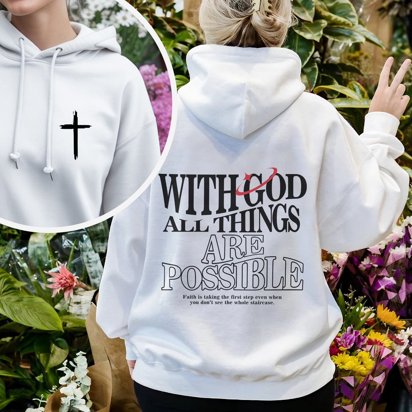 "With God All Things Are Possible" Unisex Christian T-Shirt Two Sides | Matthew 19:26 Faith Declaration Tee | Faith Guided Life Apparel