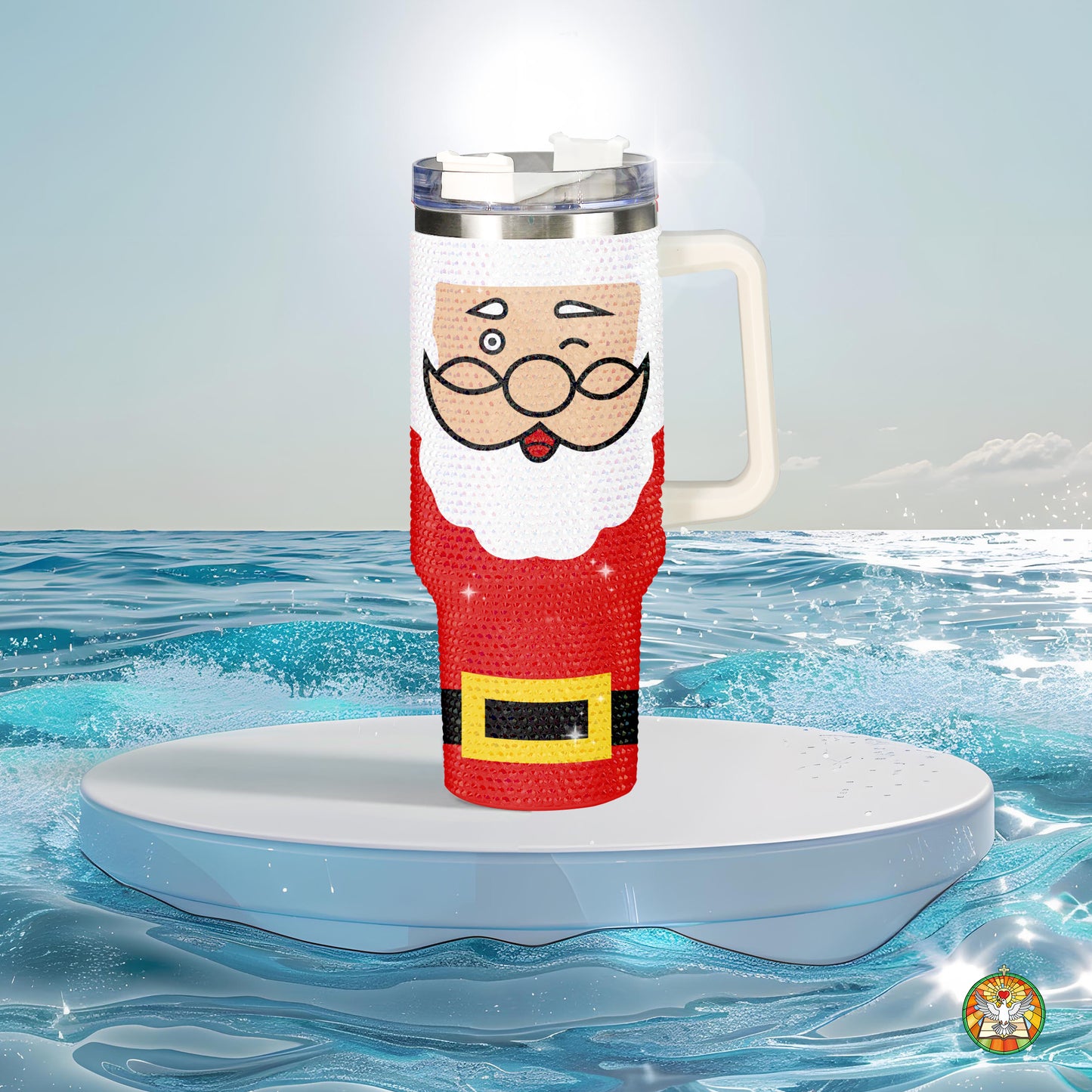 Santa Body Bling Diamond Tumbler 40oz - Sparkling Christmas Jolly Rhinestone Cup
