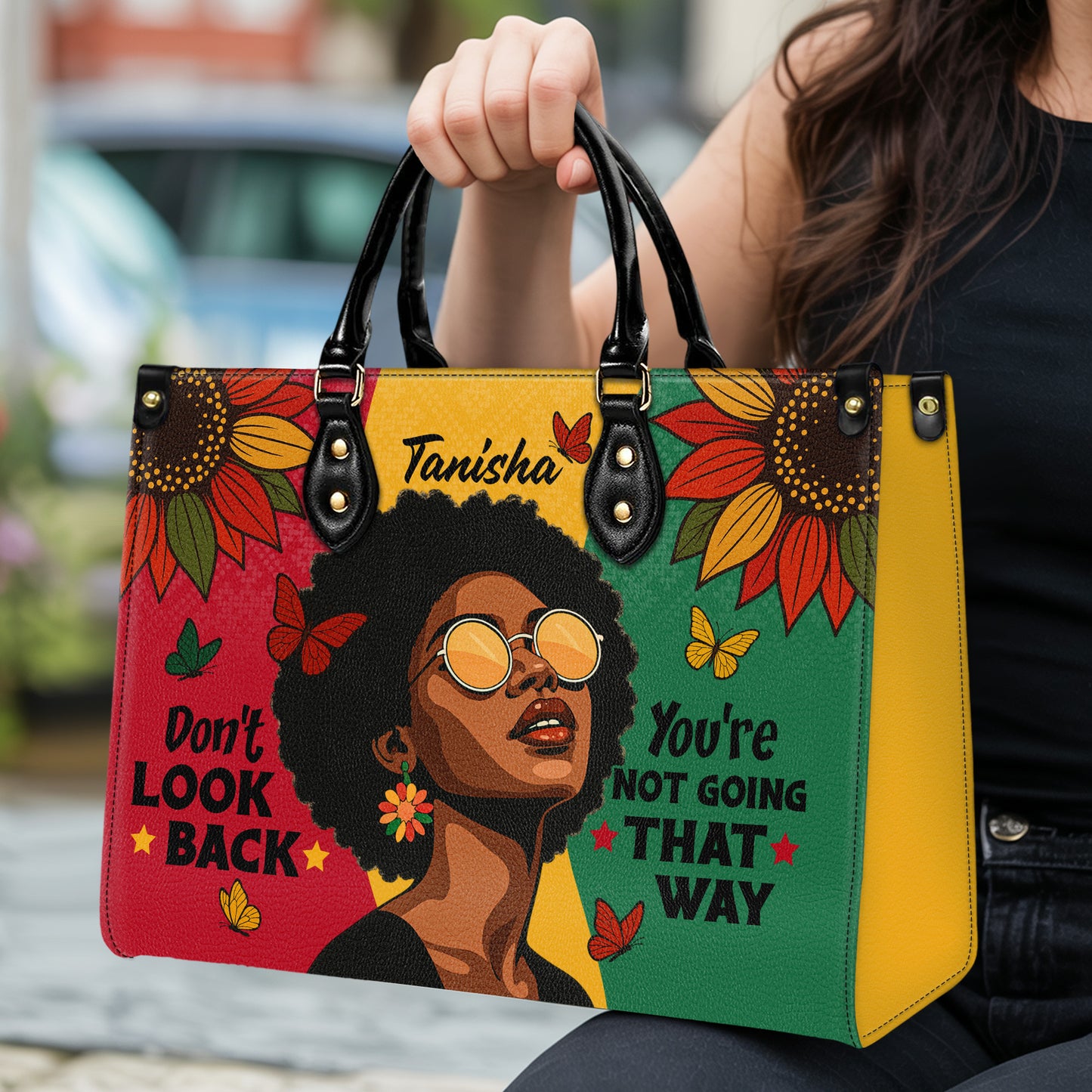 Don't Look Back You're Not Going That Way Personalized Leather Handbag