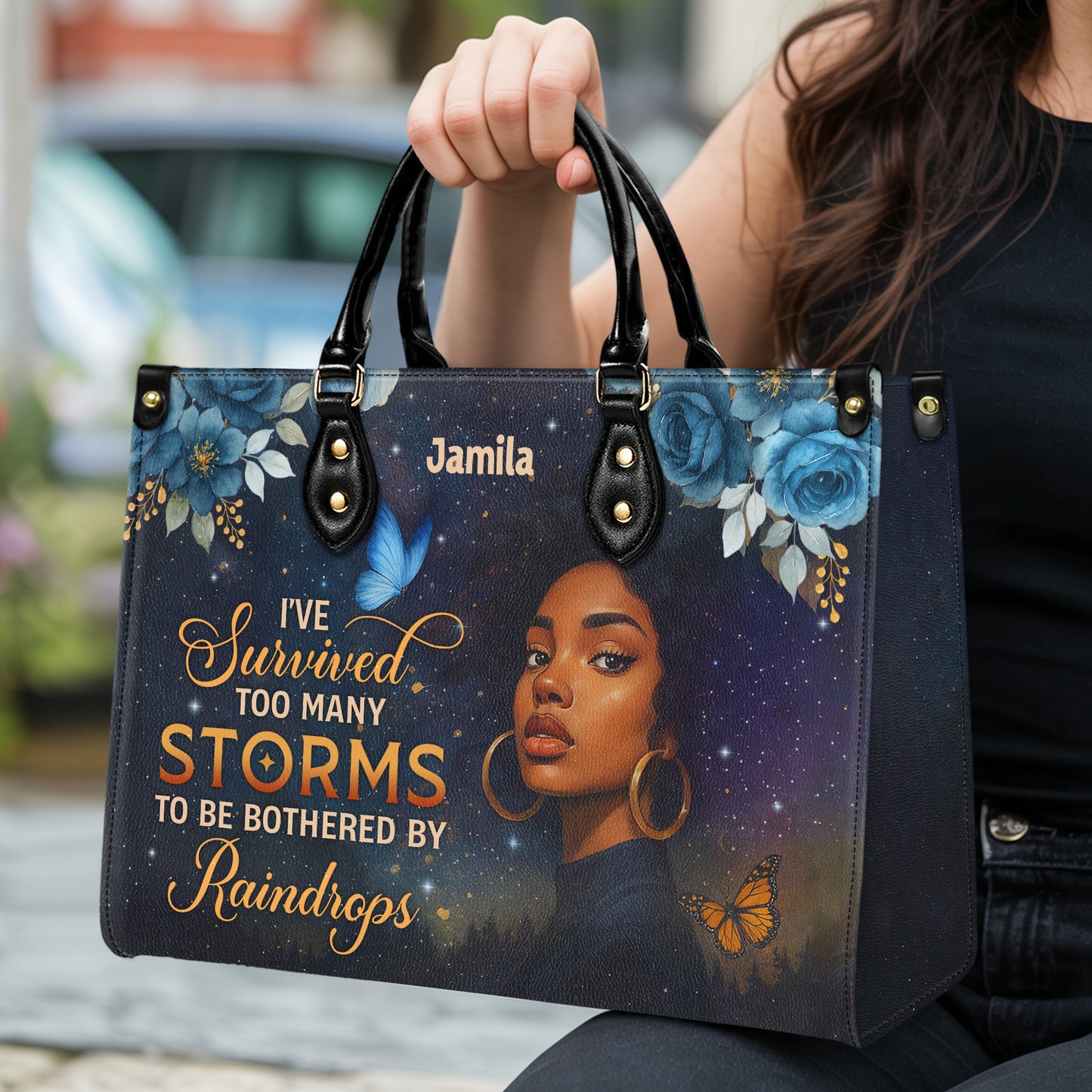 I've Survived Too Many Storms Resilient Warrior Personalized Leather Handbag Empowering Women