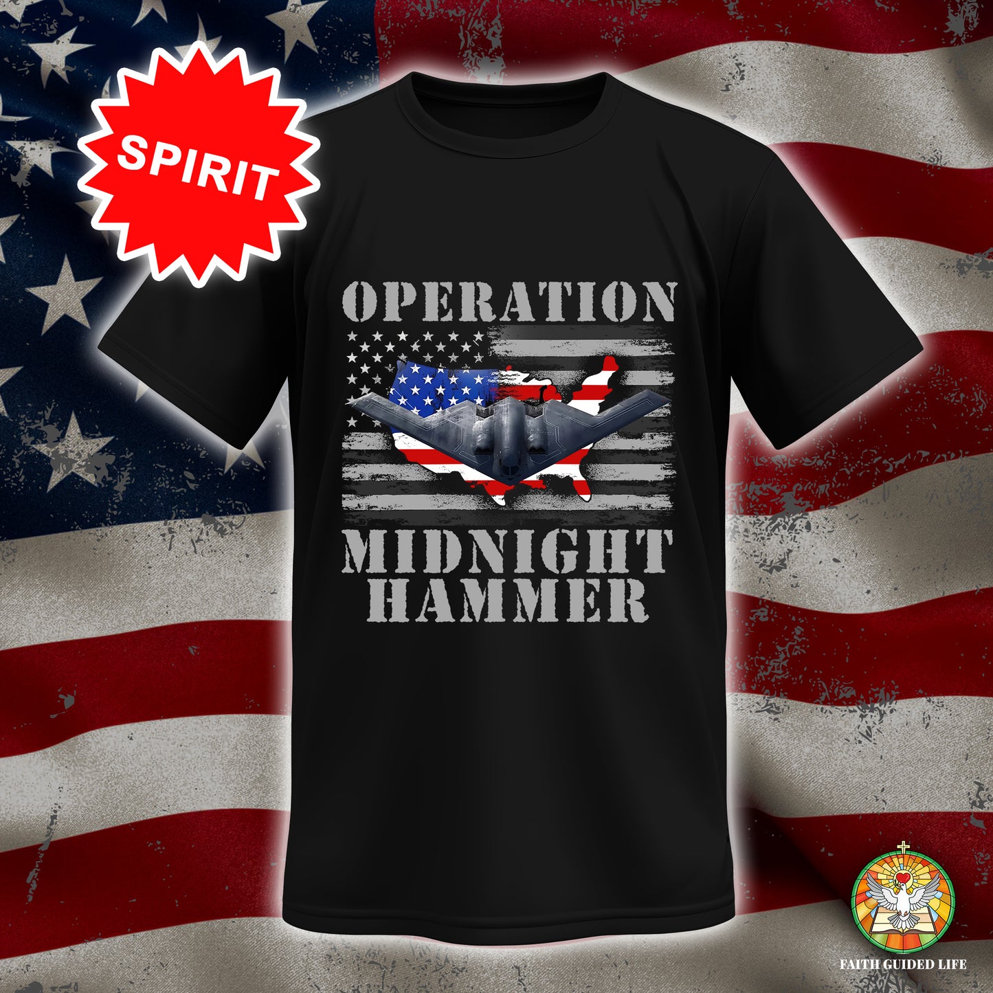 Operation Midnight Hammer Patriotic Christian T-Shirt | God Bless America Military Tribute