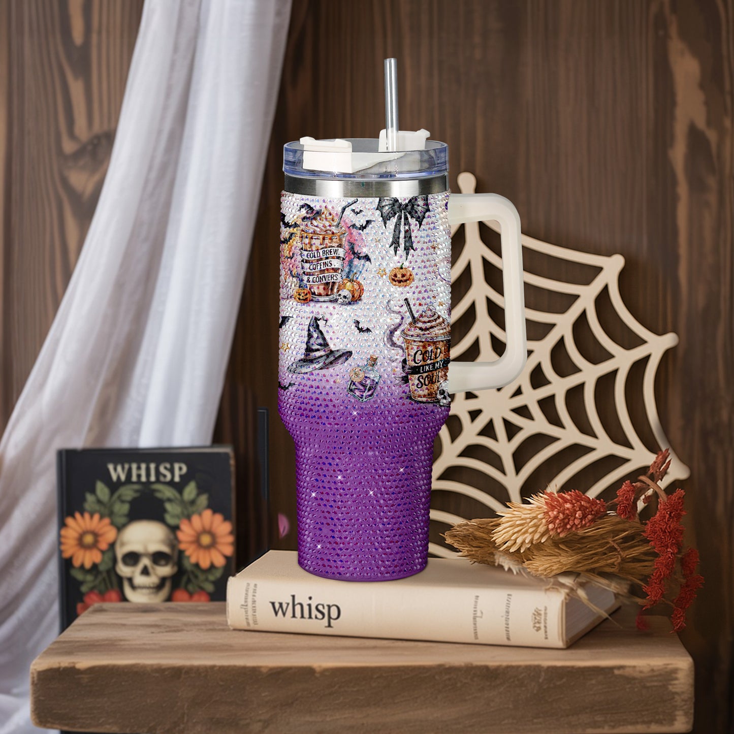 Halloween Collection Bling Diamond Tumbler 40oz - Sparkling Spooky Season Rhinestone Cup Collection