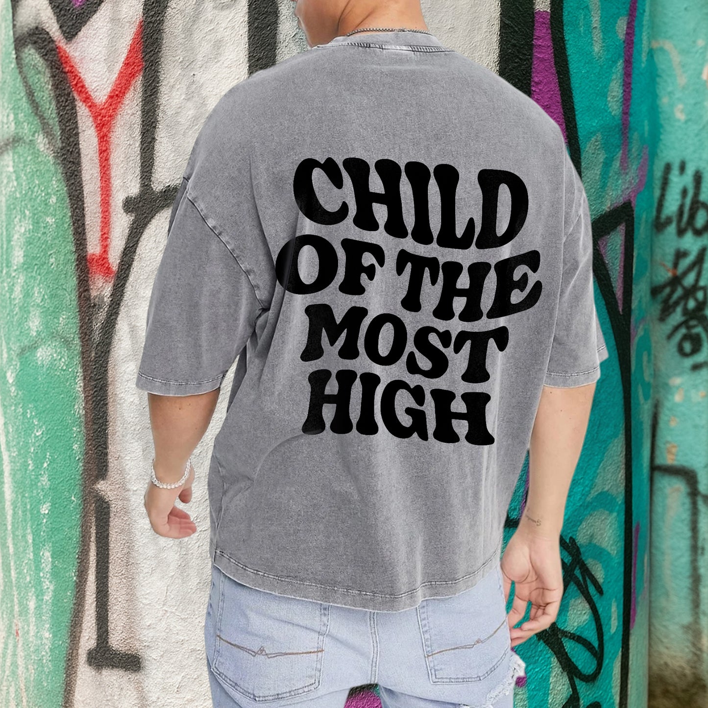 "Child Of The Most High" Unisex Vintage Washed Christian T-Shirt Two Sides | Psalm 82:6 Identity Declaration Tee | Faith Guided Life Apparel