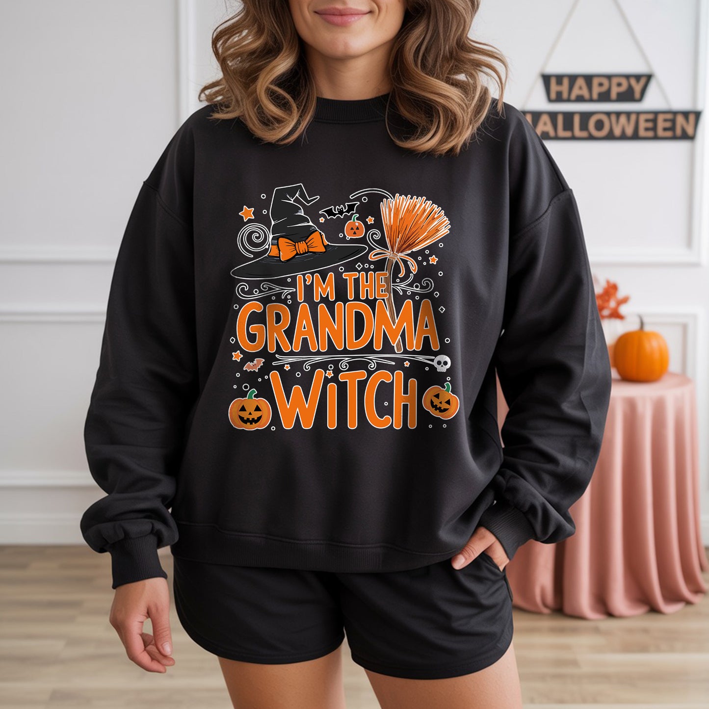 I'm The Grandma Witch Halloween T-Shirt Funny Grandmother Pumpkin Spooky Season Tee