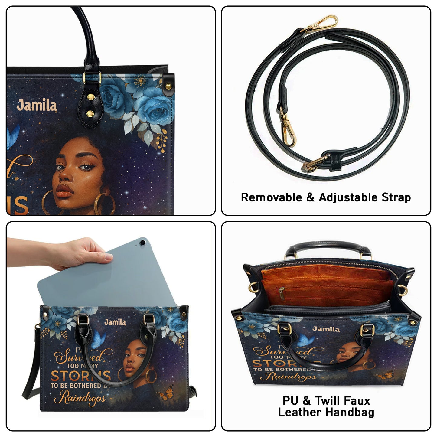 I've Survived Too Many Storms Resilient Warrior Personalized Leather Handbag Empowering Women