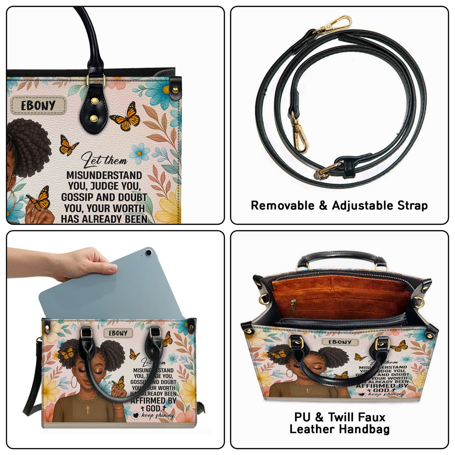 Let Them Misunderstand You Affirmed By God Personalized Leather Handbag