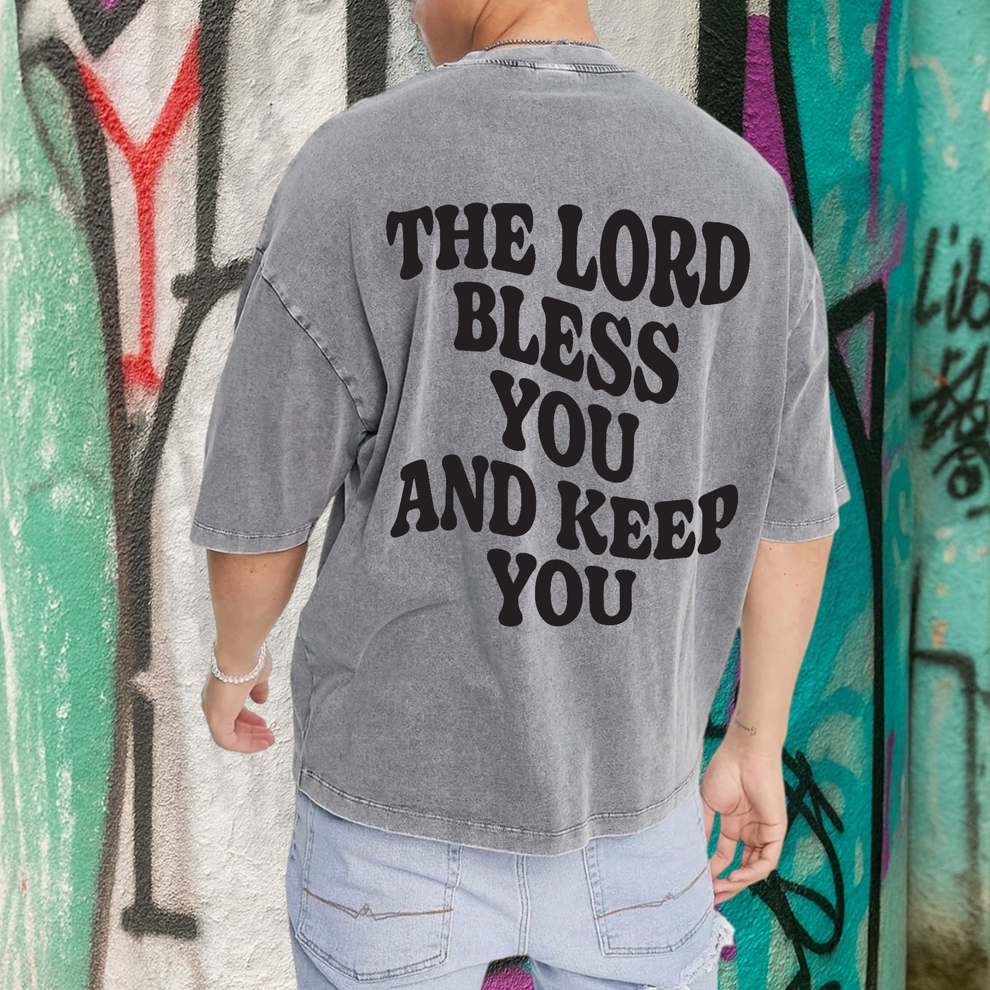 "The Lord Bless You And Keep You" Unisex Vintage Washed Christian T-Shirt Two Sides | Numbers 6:24-26 Aaronic Blessing Tee | Faith Guided Life Apparel