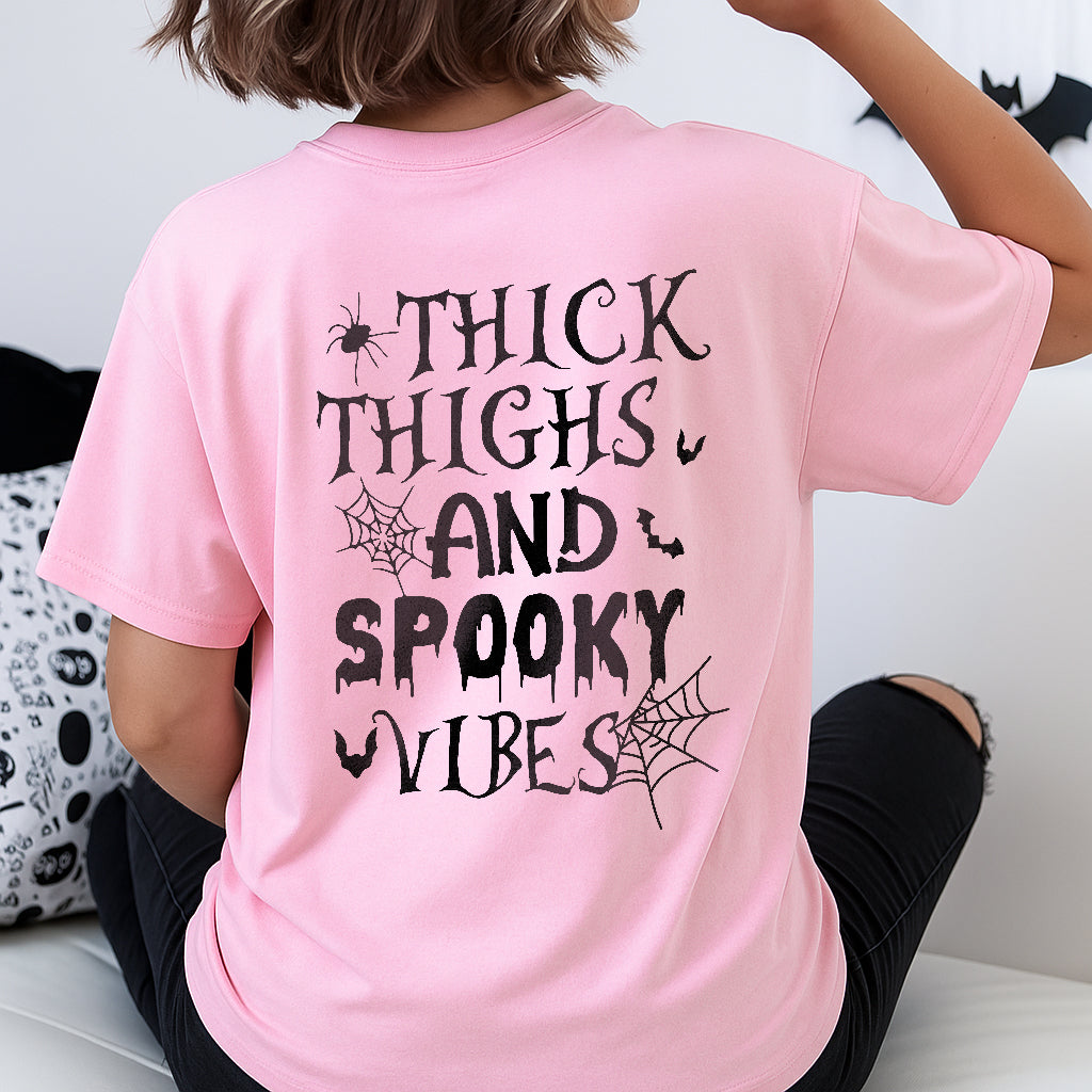 Thick Thighs And Spooky Vibes Halloween T-Shirt Body Positive Confidence Halloween Tee