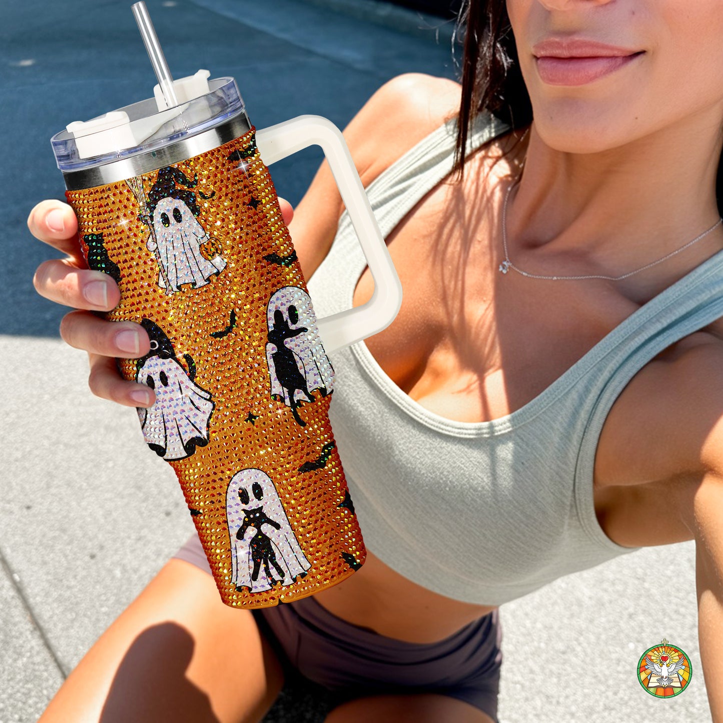 Witch Halloween Bling Diamond Tumbler 40oz - Sparkling Spooky Rhinestone Cup