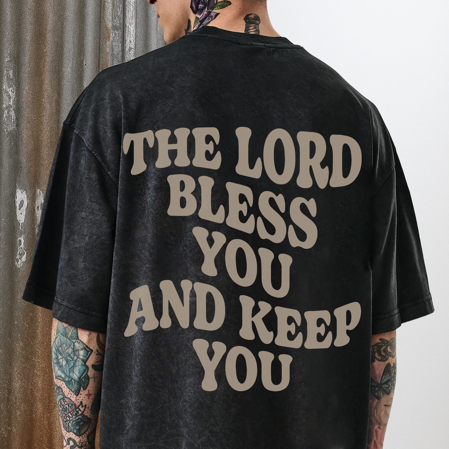 "The Lord Bless You And Keep You" Unisex Vintage Washed Christian T-Shirt Two Sides | Numbers 6:24-26 Aaronic Blessing Tee | Faith Guided Life Apparel