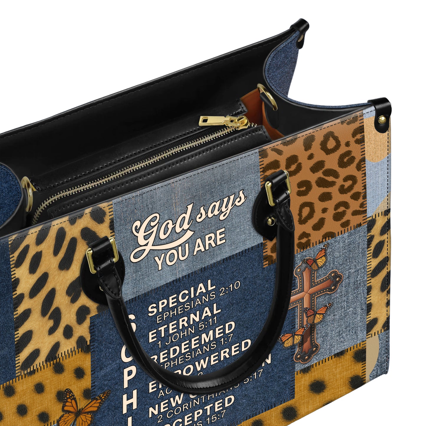 God Says You Are Special Eternal Redeemed Empowered New Creation Accepted Personalized Leather Handbag