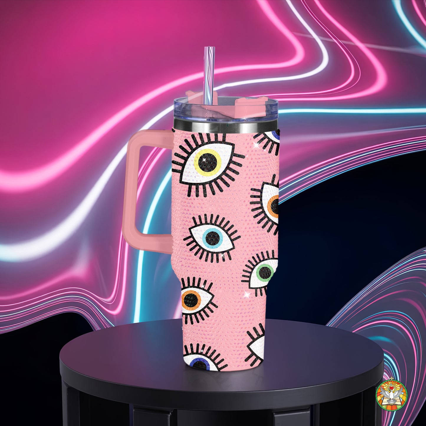 Evil Eye Pink Bling Diamond Tumbler 40oz - Sparkling Protection Rhinestone Cup
