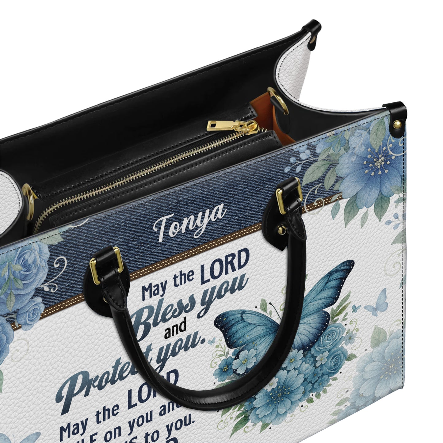 May The Lord Bless You Aaronic Blessing Numbers 6:24-26 Personalized Leather Handbag