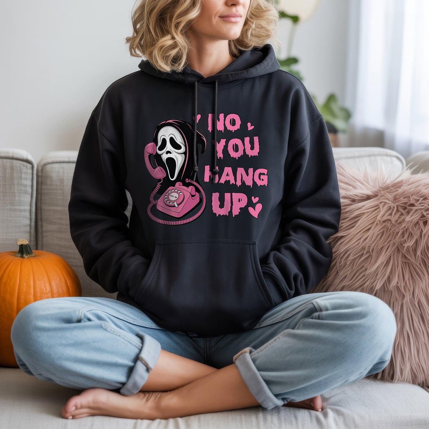 No You Hang Up Ghostface Pink Phone Halloween T-Shirt Scream Movie Horror Romance Tee