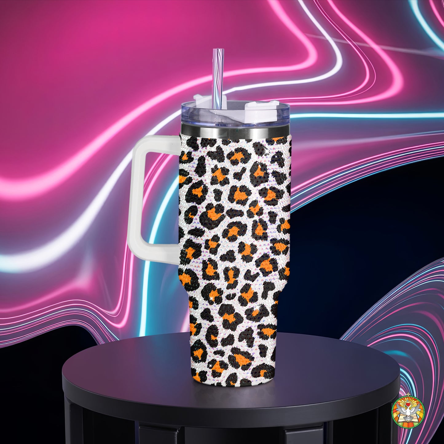 Black Cat Halloween Bling Diamond Tumbler 40oz - Sparkling Spooky Rhinestone Cup