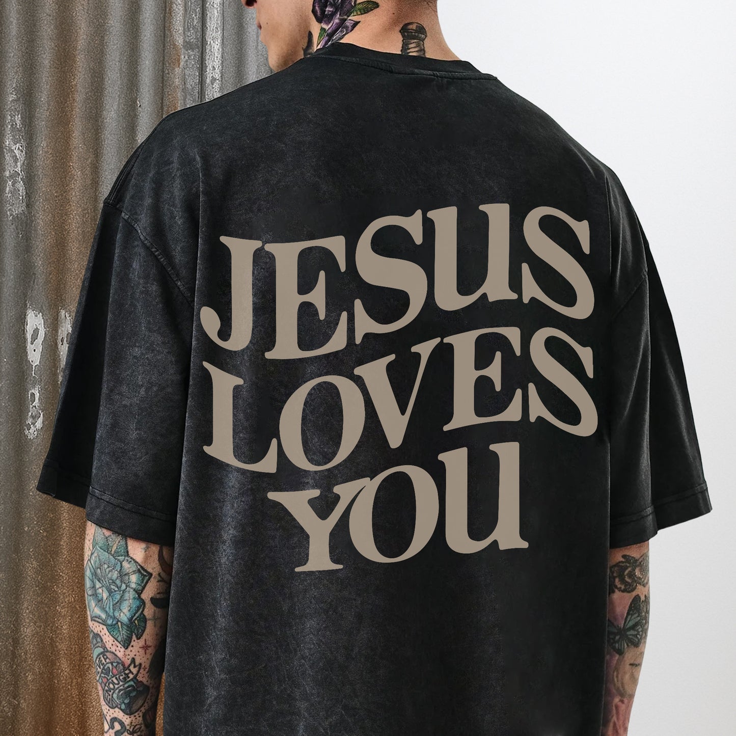 "Jesus Loves You" Unisex Vintage Washed Christian T-Shirt Two Sides | John 15:13 Personal Love Declaration Tee | Faith Guided Life Apparel