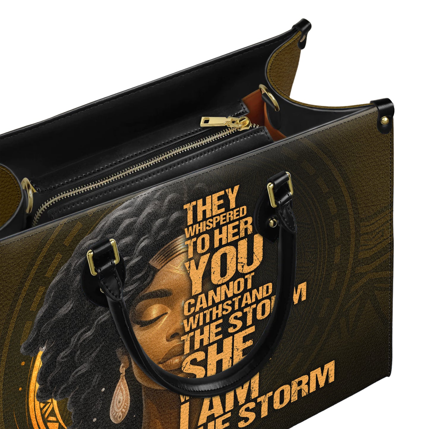 I Am The Storm Warrior Queen Personalized Leather Handbag Empowering African American Women
