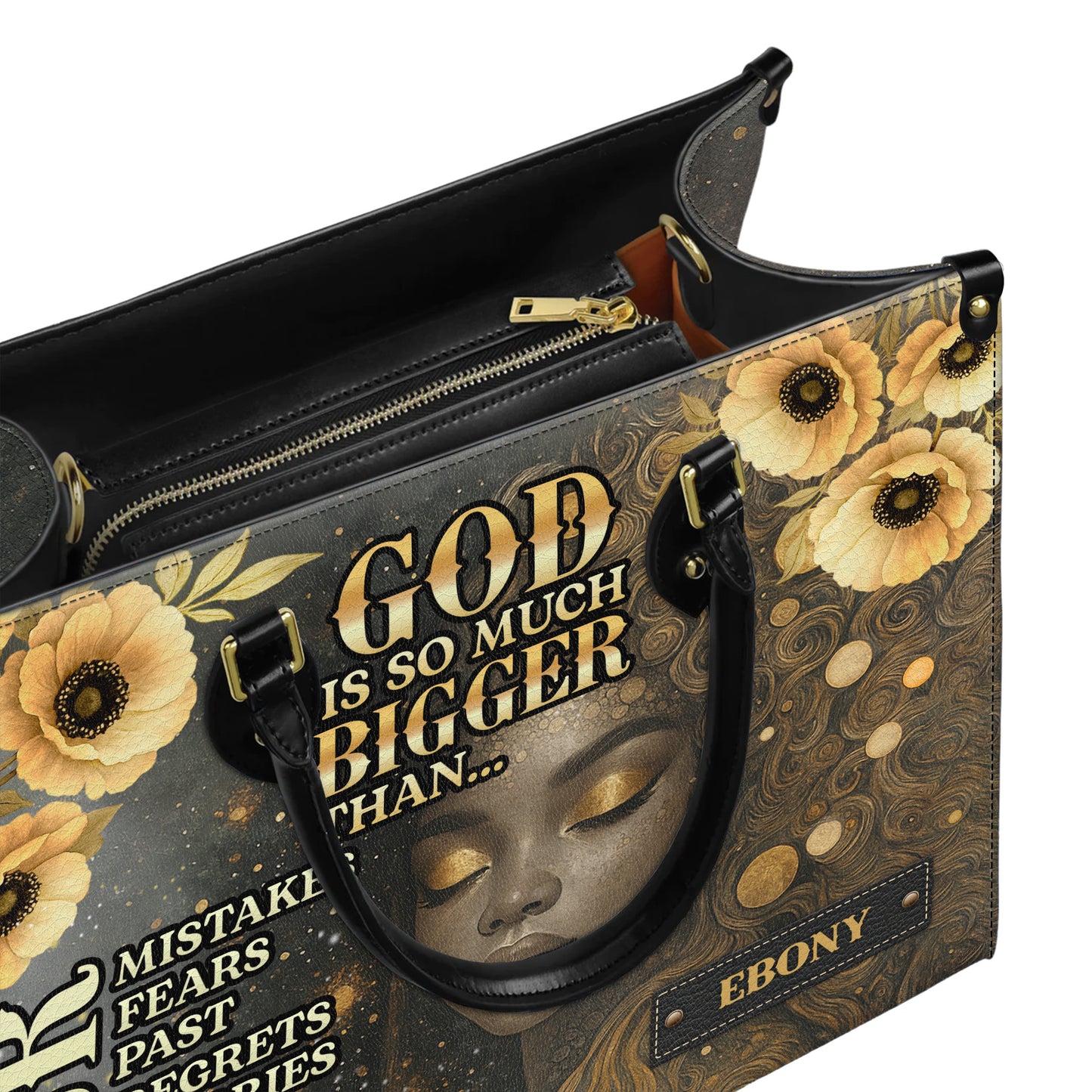 God Is So Much Bigger Than Your Fears Faith Over Everything Personalized Leather Handbag