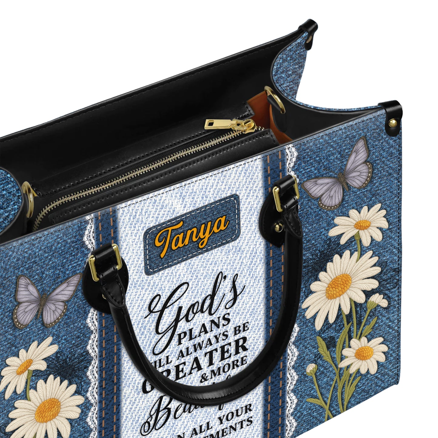 God's Plans Will Always Be Greater Than Your Disappointments Personalized Leather Handbag