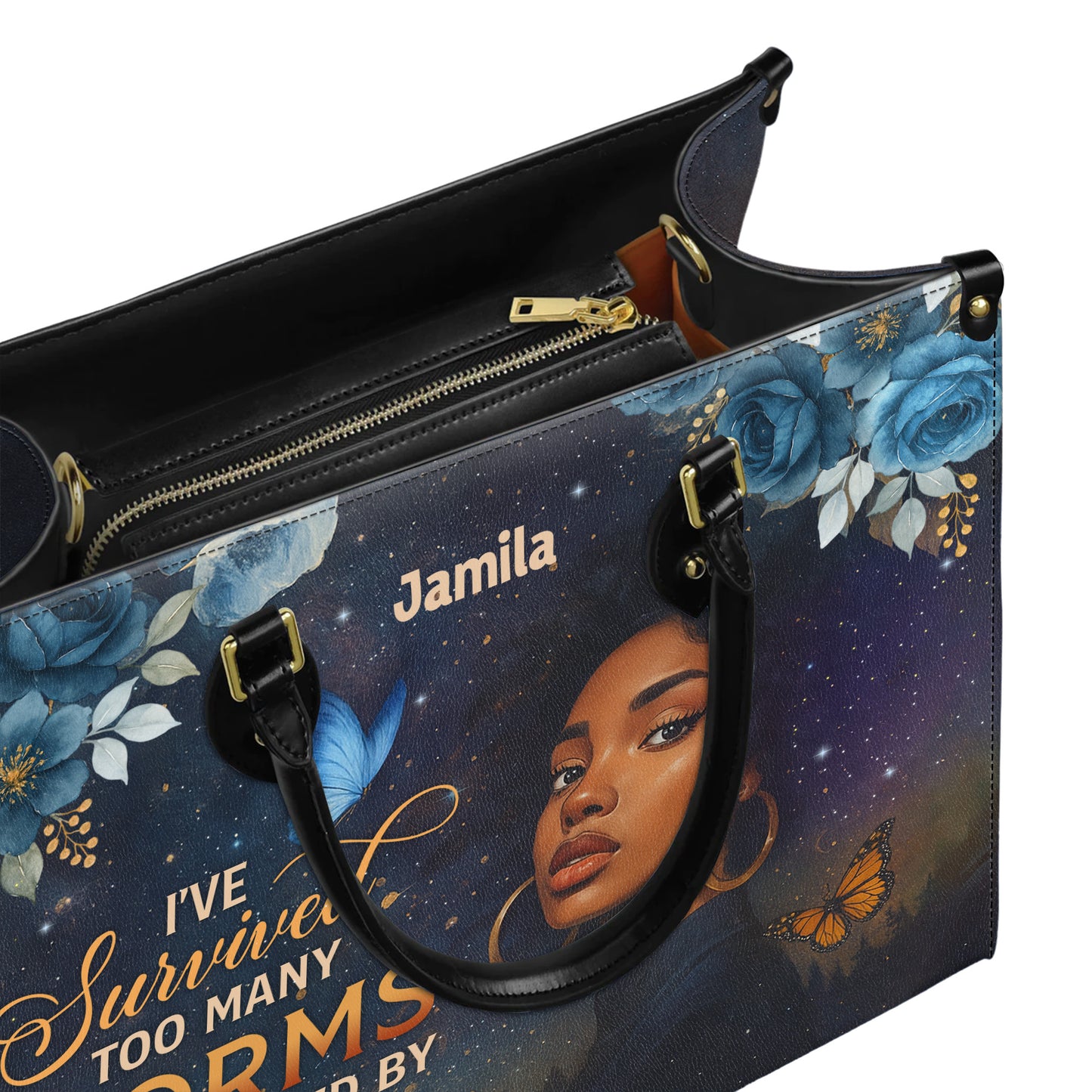 I've Survived Too Many Storms Resilient Warrior Personalized Leather Handbag Empowering Women