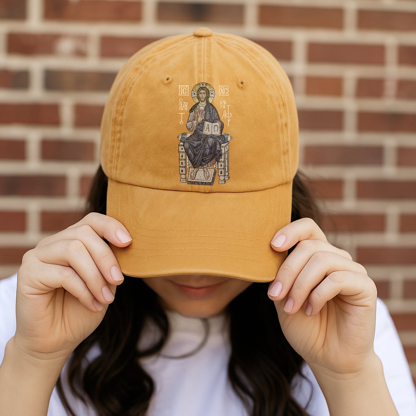Byzantine Orthodox Jesus Christ Pantocrator Washed Cap - IC XC NIKA Traditional Icon