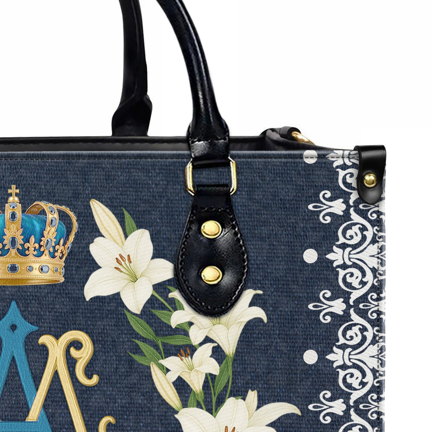 Ave Maria Royal Crown Monogram Personalized Leather Handbag