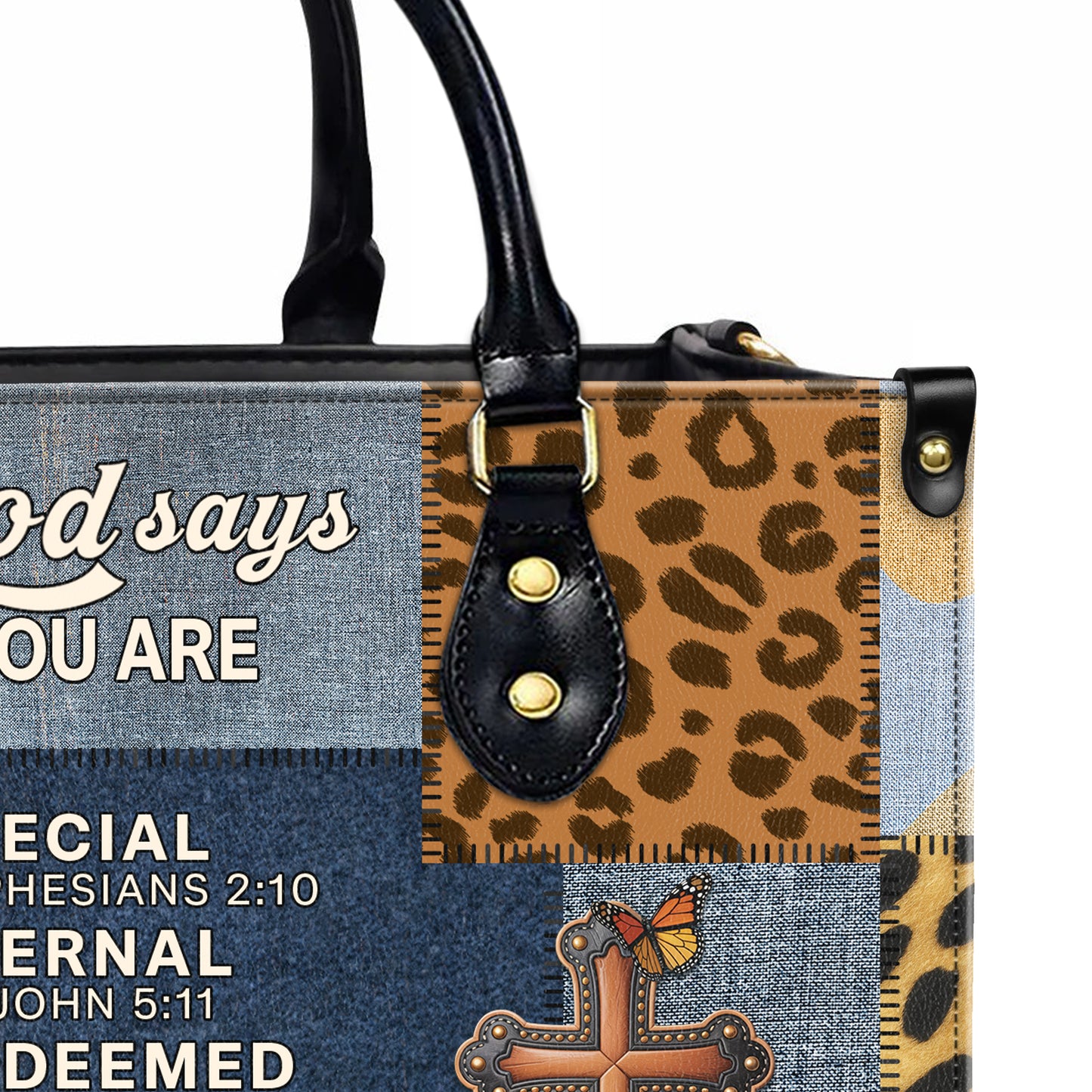 God Says You Are Special Eternal Redeemed Empowered New Creation Accepted Personalized Leather Handbag