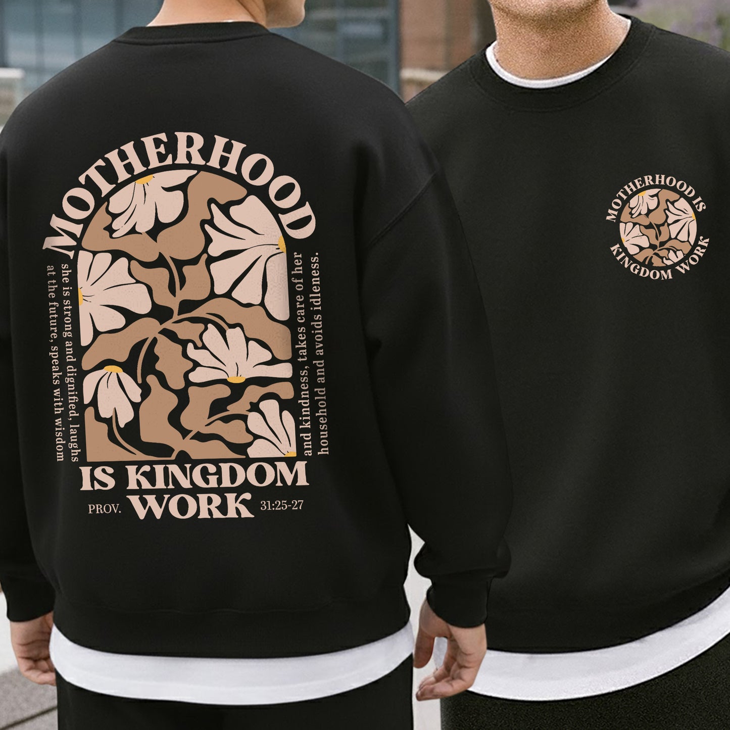 Motherhood Is Kingdom Work Floral Arch Shirt – Two Sides – She is Bless – Unisex Tshirt /Hoodie/Sweatshirt