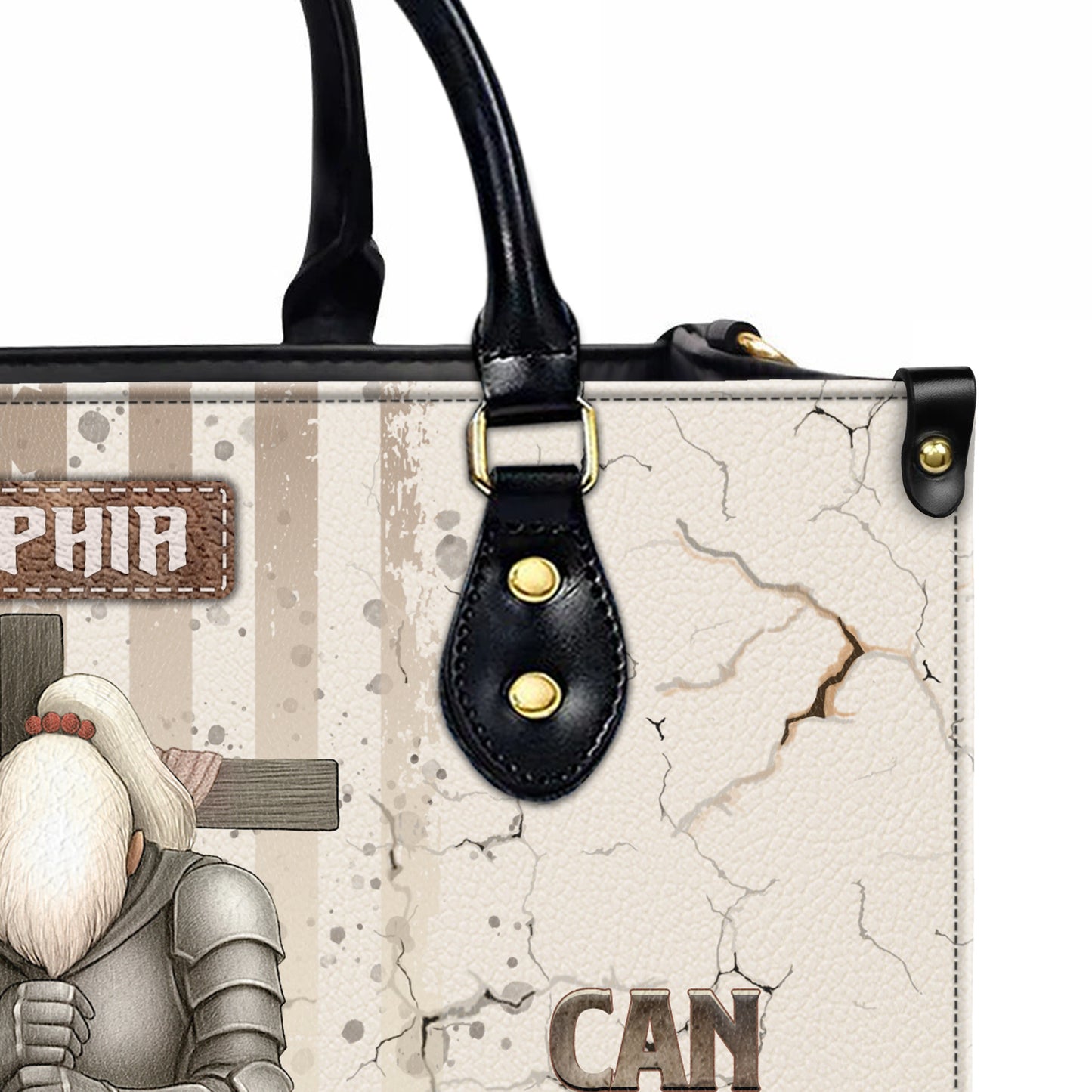 She Who Kneels Before God Can Stand Before Anyone Personalized Leather Handbag