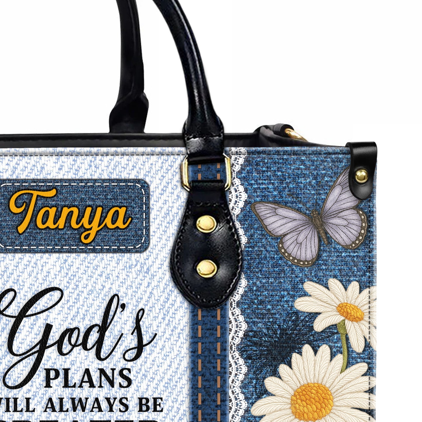 God's Plans Will Always Be Greater Than Your Disappointments Personalized Leather Handbag