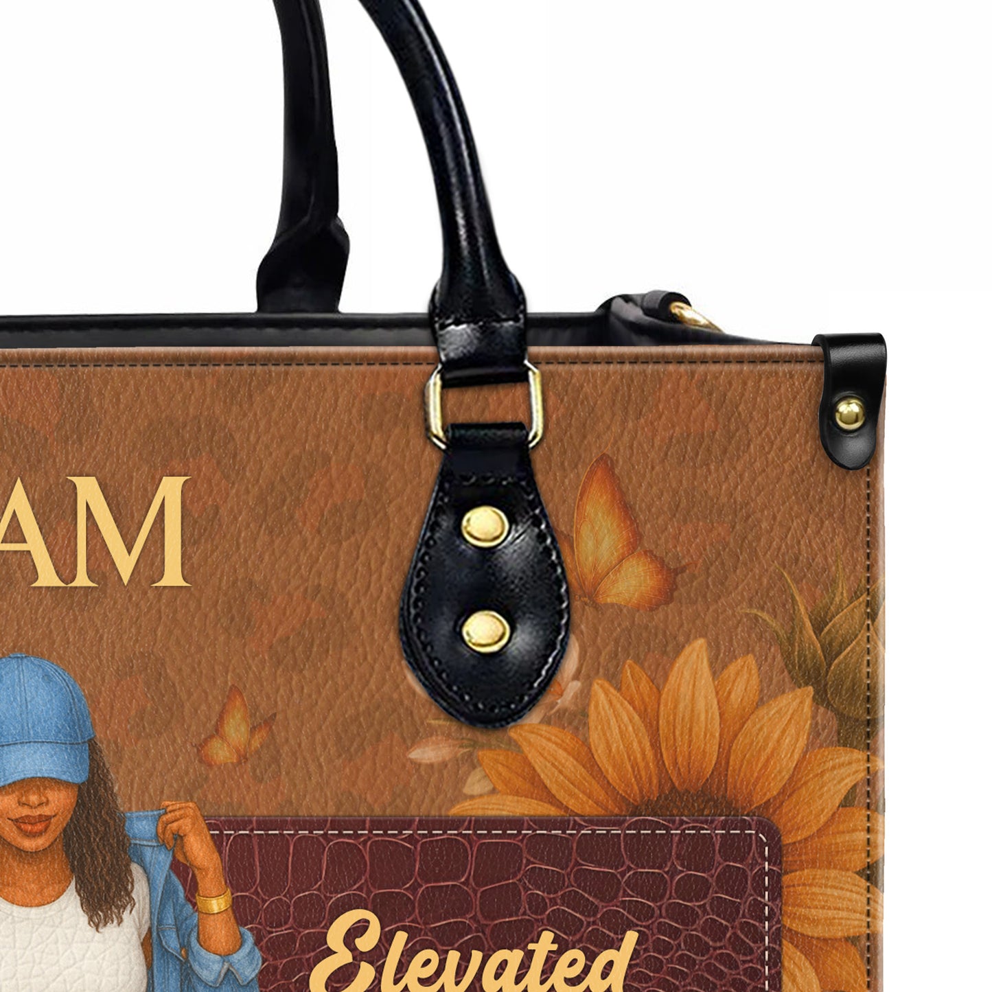I Am Educated Elevated Motivated Melanated Black Excellence Personalized Leather Handbag