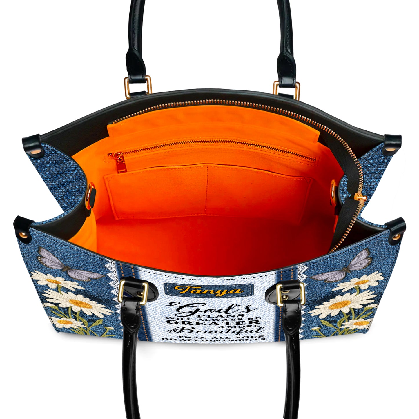 God's Plans Will Always Be Greater Than Your Disappointments Personalized Leather Handbag