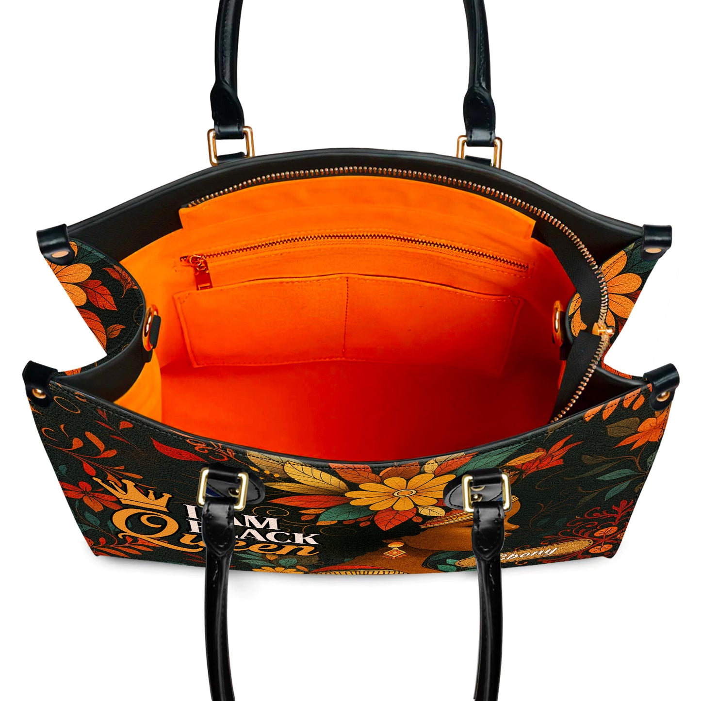 I Am Black Queen African Heritage Personalized Leather Handbag